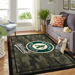 Oakland Athletics Camo Area Rug Mlb Baseball Team Logo Carpet Living Room