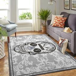 Oakland Raiders Nfl Area Rugs Skull Flower Style Living Room Carpet Sports Rug Regtangle Carpet Floor Decor Home Decor