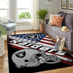 Oakland Raiders Nfl Area Rugs Team Logo American Flag Style Living Room Carpet Sports Rug Regtangle Carpet Floor Decor Home Decor