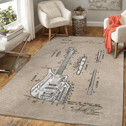Patent Art Cox 1969 Guitar Type Keying Patent Music Art For Fans Area Rug Living Room Carpet Rug Regtangle Carpet Floor Decor Home Decor