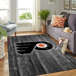 Philadelphia Flyers NhlGrey Area Rugs Wooden Style Living Room Regtangle Carpet