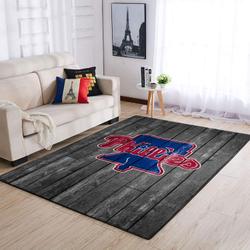 Philadelphia Phillies Mlb Wooden Style Area Rug Living Room Rug Home Decor