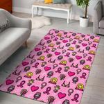 pink ribbon breast cancer awareness print pattern area rug living room rug home decor 0