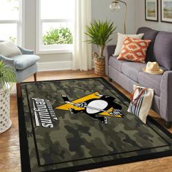 Pittsburgh Penguins Nhl Area Rugs Camo Style Living Room Carpet