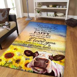 Sunflower With Cow Nonslip Rug Living Room Rug Home Decor Dhcld1109 