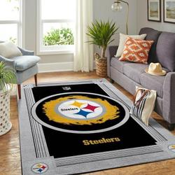 NFL Pittsburgh Steelers Rectangle Rug Personalized Non-Slip Carpet Gift For Football Fans V1303