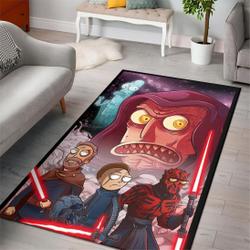 Rick And Morty Starwars Cartoon Go Team Mystic Area Rug Living Room Rug Home Decor Floor Decor Area Rug Living Room Rug Home