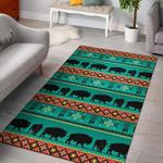 running bisons green native american area rug living room rug home decor 0