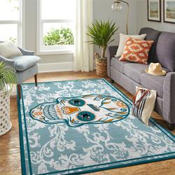 San Jose Sharks Nhl Area Rugs Skull Flower Style Living Room Regtangle Carpet