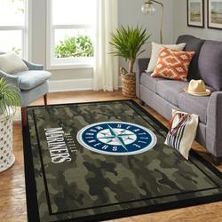 Seattle Mariners Camo Style Area Rug Mlb Baseball Team Logo Living Room Rugs 1