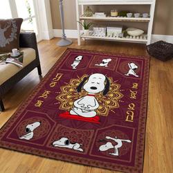 Snoopy Yoga Area Rug Non-Slip Cartoon Carpet Home Decor Gift Idea For Fans