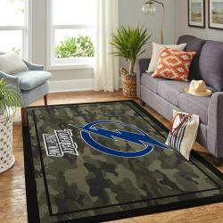 Tampa Bay Lightning Nhl Area Rugs Camo Style Living Room Regtangle Carpet