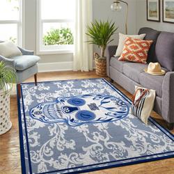 Tampa Bay Lightning Nhl Rugs Skull Flower Style Living Room Regtangle Carpet