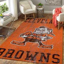 NFL Cleveland Browns Rectangle Rug Personalized Non-Slip Carpet Gift For Football Fans