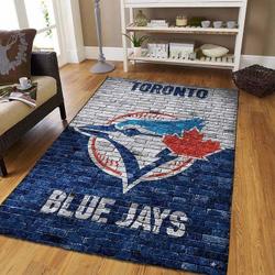 Toronto Blue Jays Brick Wall Style Area Rug Mlb Baseball Team Logo Carpet V3659