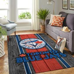 Toronto Blue Jays Wooden Style Area Rug Mlb Baseball Team Logo Carpet 2