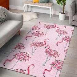 Tropical Flamingo Hawaiian Floral Pattern Print Area Rug Living Room Rug Home Decor