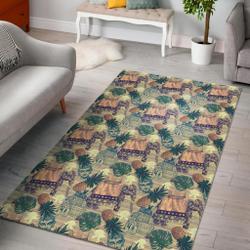Tropical Pineapple Buddha Elephant Print Area Rug Living Room Rug Home Decor