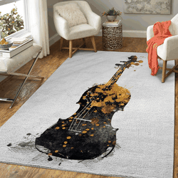 Violin Music Music Gold And Black Art For Fans Area Rug Living Room Carpet Rug Regtangle Carpet Floor Decor Home Decor