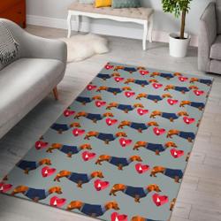 Wiener Dog Dachshund Pattern Print Area Rug Living Room Rug Home Decor