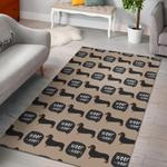 wiener dog woof woof dachshund pattern print area rug living room rug home decor 0