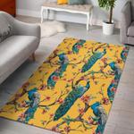 yellow peacock floral pattern print area rug living room rug home decor 0