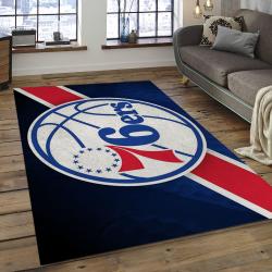 NBA Philadelphia 76ers Rectangle Rug Personalized Non-Slip Carpet Gift For Basketball Fans CH50