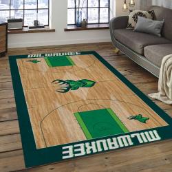NBA Milwaukee Bucks Rectangle Rug Personalized Non-Slip Carpet Gift For Basketball Fans MBS31
