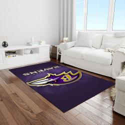 nfl baltimore ravens iIconic football team logo rectangle area rug light room brv03