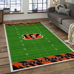 nfl cincinnati bengals football team logo rectangle area rug dark room ccb01