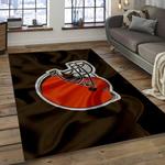 nfl cleveland browns football team logo rectangle area rug dark room clb16
