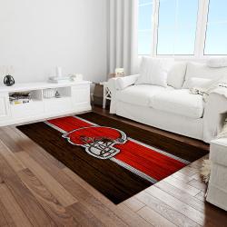 nfl cleveland browns football team logo rectangle area rug light room clb10
