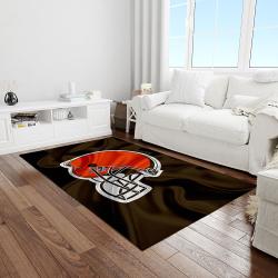 nfl cleveland browns football team logo rectangle area rug light room clb16