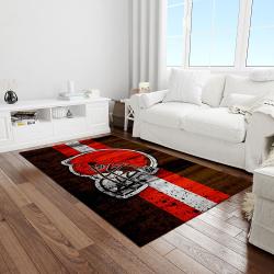 nfl cleveland browns football team logo rectangle area rug light room clb17