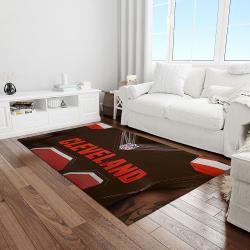 nfl cleveland browns football team logo rectangle area rug light room clb25