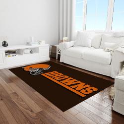 nfl cleveland browns football team logo rectangle area rug light room clb30