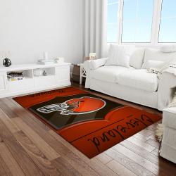 nfl cleveland browns football team logo rectangle area rug light room clb38