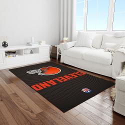 nfl cleveland browns football team logo rectangle area rug light room clb41