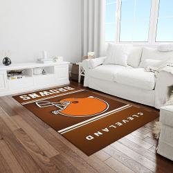 nfl cleveland browns football team logo rectangle area rug light room clb45