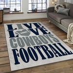 nfl dallas cowboys football team logo rectangle area rug dark room dcb59