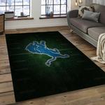nfl detroit lions football team logo rectangle area rug dark room dl17