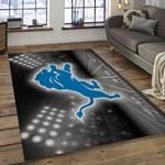 nfl detroit lions football team logo rectangle area rug dark room dl24