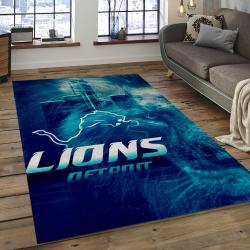 NFL Detroit Lions Rectangle Rug Personalized Non-Slip Carpet Gift For Football Fans DL27