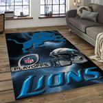 nfl detroit lions football team logo rectangle area rug dark room dl32