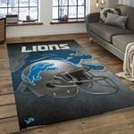 nfl detroit lions football team logo rectangle area rug dark room dl35