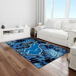 nfl detroit lions football team logo rectangle area rug light room dl04
