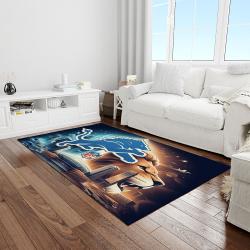 nfl detroit lions football team logo rectangle area rug light room dl31