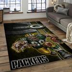 nfl green bay packers football team logo rectangle area rug dark room gbp05