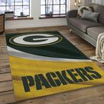 nfl green bay packers football team logo rectangle area rug dark room gbp12