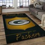 nfl green bay packers football team logo rectangle area rug dark room gbp24